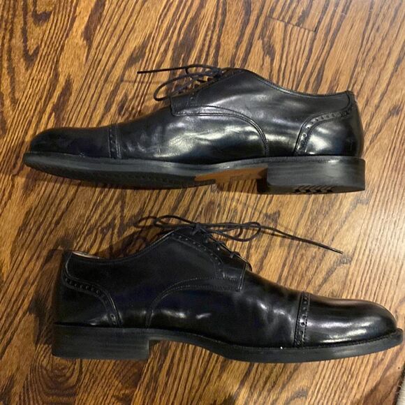 Johnston & Murphy Men’s Brinley Black Sheepskin Leather Sz 12M Cap Toe